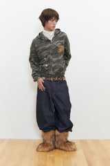 Crow Keys Crop Hood Zip-up (Camo)