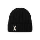 VA Applique Cable Knit Beanie / Black