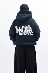 WITH LOVE Boucle Embroidery Hood zip-up