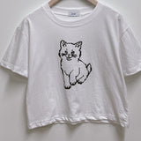 Pixel Meow Short-Sleeved Cropped T-shirt