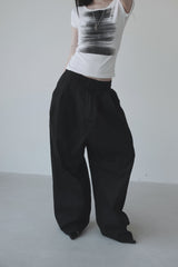 pintuck wide detail pants