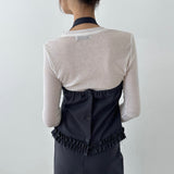 Ruffle Trimming Top - 2colors