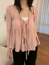 Rozy Babydoll Flare Ribbed Long Sleeve Tee
