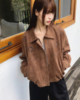 Sian Suede Punching Collar Pocket Jacket