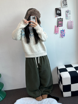 テディフリース🤎🐻 S-L🧸3サイズ ロングワイドヒーターパンツ 🤎💙💚3COLOR