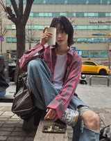 ボヘミアンダメージワイドデニムパンツ