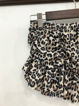 Leopard Shirring Skirt Pants