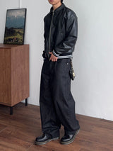 Twin Line Leather Jacket (2color) (No.995)