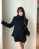 Bitter Unbalanced High Neck Slim Half Coat