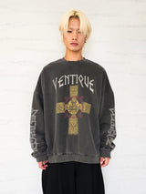 VENTIQUE ピグメントホーリースウェットシャツ 2colors