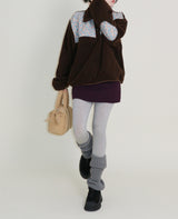 Femme Flower Pattern Quilted Fleece Long Sleeve T-Shirt (Button Detail)