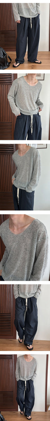 [Unisex] リネンカッティングサマーニット(4color)
