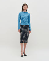 DOZI - Draped Jersey Top _BEIGE