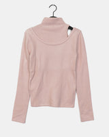 Lume unbalanced shoulder slit turtleneck knitwear