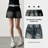 Nizu washing snap pocket denim miniskirt