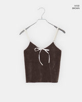 Nuri Ribbon Lace Ribbed Velvet Tank Top