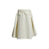 (2color) Tone-on-Tone Button Pintuck Flare Skirt