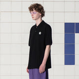 BUTTON FLOWER PK POLO SHIRT / BLACK