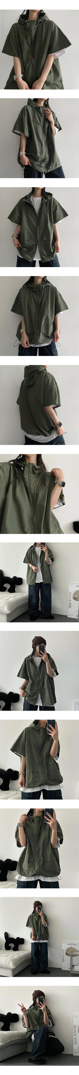 Delop to Way Short Sleeve Hooded Zip-Up Jumper