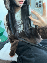 ウール🧸 アンゴラスノーフラワーロウンフニット❤🤎🩵💙4カラー