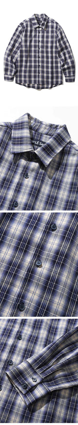 PATTERNED ETHNIC OMBRE CHECK SHIRT_BLUE