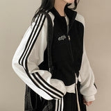 Tory Two-Way Track Line Coloring Embroidery Zip-Up