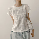 Tape Lettering Loose Slim-Fit Short-Sleeved T-shirt (3 colors)