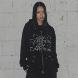 ATTENTION EYELET HOODED ZIP-UP (BLACK) F25ZA010