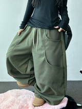 ドイングツーポケットフリースバルーンワイドパンツ🖤🤎 4カラー