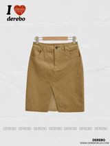 brown corduroy midi skirt