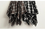 Hial Hem Unbalanced Line Check Banding Skirt