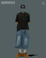 RT Side Pintuck Denim Bermuda Pants 
