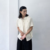 Muted Oat Crinkle Short Sleeve Shirt