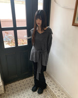 Riha Open-Collar Waist-Tie Two-Way V-Neck Knit