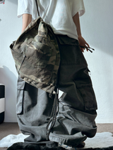D-RING ZIPPER CARGO BALLOON PARACHUTE LONG PANTS🪽🩵🖤 - 2 COLORS