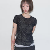 Wave Puff Lace Tee (Black) F25QB127