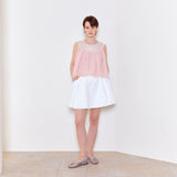Swan Embroidered A Line Blouse _ Pink