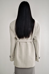 Fuzzy heavy wool coat, Light grey