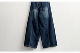 Ipp vintage washing round incision denim wide pants