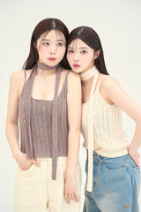 ネックタイニットキャミソール / necktie knit camisole