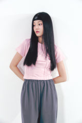 Heart Logo Shirring Detail Top Pink
