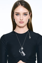 NO.624 [BURNISH] SPIKY LIGHTER LEATHER CASE NECKLACE