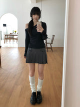 Ribbon One Shoulder Knitwear (4 colors)