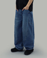 Low curve cargo denim jeans (Blue)