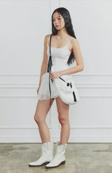 DEW LACE RIBBON BAG white