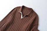 Twisted collar knit pants two-piece set
