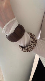 Fabric leopard wood bangle(2type)