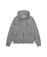 TATTOOED GRAPHIC HOOD ZIP-UP_GREY