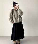 Monbe corduroy A-line cancan long skirt