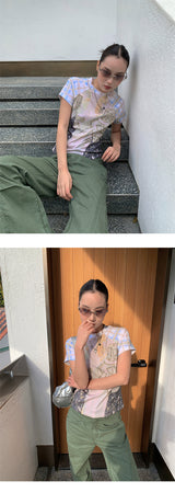 クリードペインティングショートスリーブラグランTシャツ
